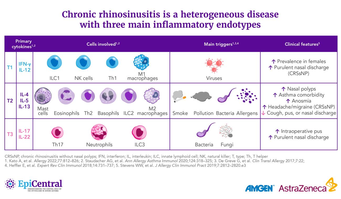 Chronic rhinosinusitis is a heterogeneous disease with three main inflammatory endotypes