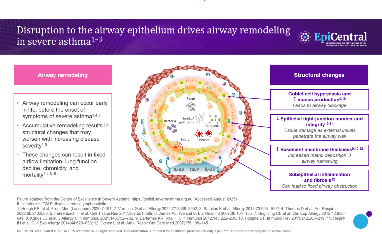 Disruption to the airway epithelium